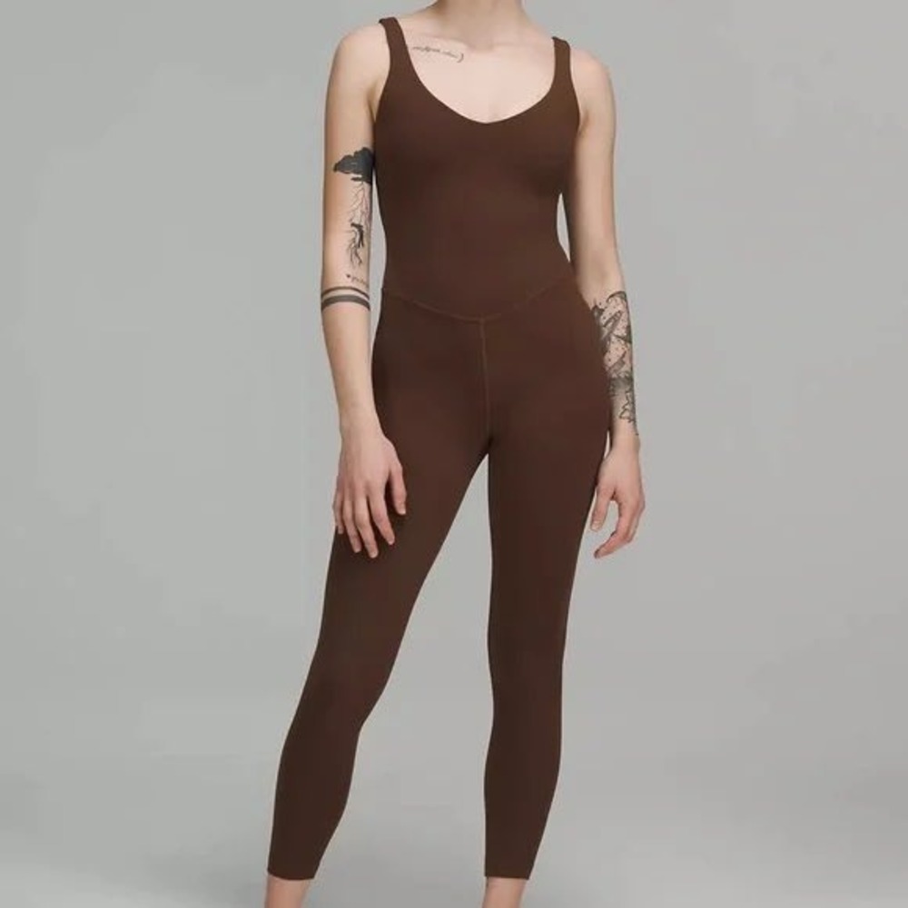 Lululemon Align Bodysuit Brown Java Ribbed V Neck… - image 2